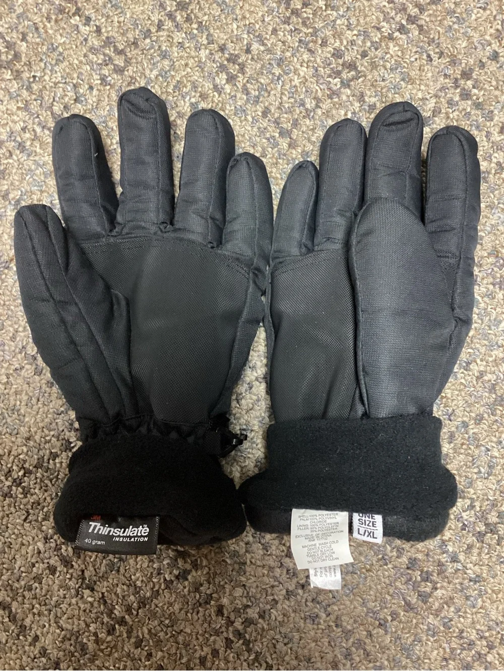ZeroXposur Black Thinsulate Kids Winter Gloves Size Youth L/XL NWOT